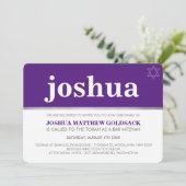 EINFACHE BAR MITZVAH cooler moderner Name Stern li Einladung (Stehend Vorderseite)