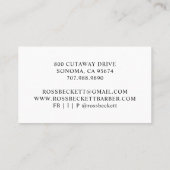 Einfache Barber Hair Stylist Modernes Skriptgeschä Visitenkarte (Rückseite)