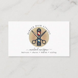 Einfache Barberhaar Stylist-Schere Barber Pole Visitenkarte