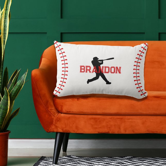 Einfache Baseball-Player-Silhouette mit Namensakze Lendenkissen (Von Creator hochgeladen)