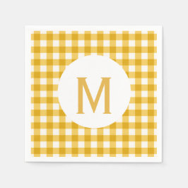 Einfache Basic Gold Gingham Monogram Serviette