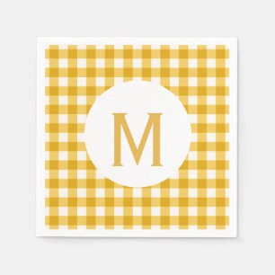 Einfache Basic Gold Gingham Monogram Serviette