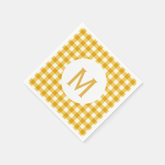 Einfache Basic Gold Gingham Monogram Serviette (Ecke)