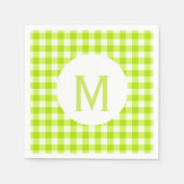 Einfache Basic Lime Green Gingham Monogram Serviette (Vorderseite)