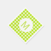 Einfache Basic Lime Green Gingham Monogram Serviette (Ecke)