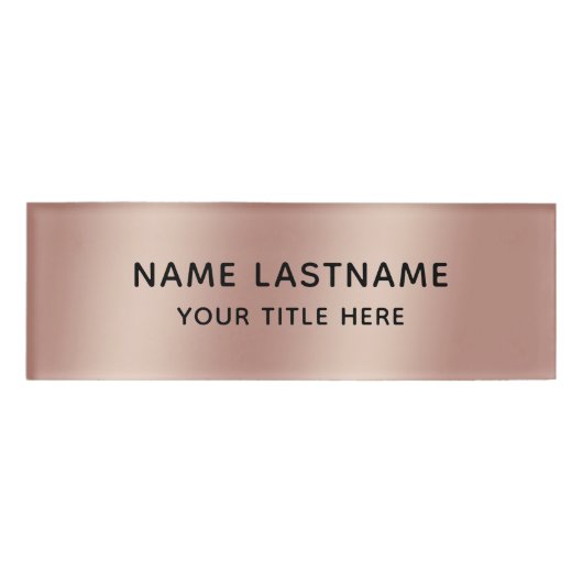 Einfache Basic Minimal Imitate Rose Gold Moderne T Namenschild (Vorderseite)