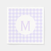 Einfache Basic Pale Lavender Gingham Monogram Serviette (Vorderseite)