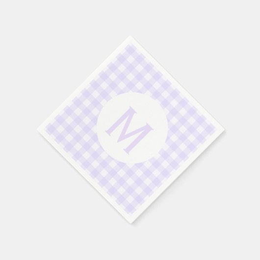 Einfache Basic Pale Lavender Gingham Monogram Serviette (Ecke)