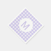 Einfache Basic Pale Lavender Gingham Monogram Serviette (Ecke)