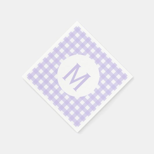 Einfache Basic Pale Lavender Gingham Monogram Serviette (Ecke)