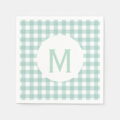 Einfache Basissage Green Gingham Monogram Serviette (Vorderseite)