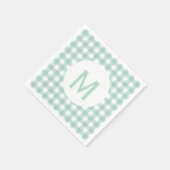 Einfache Basissage Green Gingham Monogram Serviette (Ecke)