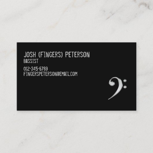 Einfache Bass Clef Bassist Business Card Visitenkarte (Vorderseite)