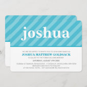 EINFACHE BAT MITZVAH niedliche Streifen Muster Aqu Einladung (Vorne/Hinten)