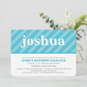 EINFACHE BAT MITZVAH niedliche Streifen Muster Aqu Einladung (Stehend Vorderseite)