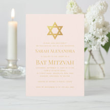 Einfache Bat-Mizwa in Rosa und Faux-Gold mit David