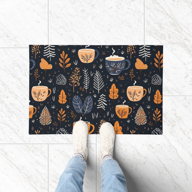 Einfache Bauernhäuser Herbstlaubs Foliage Muster Fußmatte (Indoor)