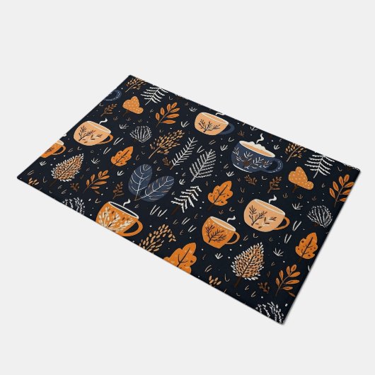 Einfache Bauernhäuser Herbstlaubs Foliage Muster Fußmatte (Schrägansicht)