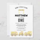 Einfache Baufahrzeuge zum ersten Geburtstag Einladung (Vorderseite)