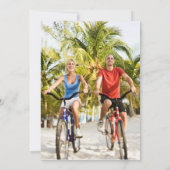 Einfache Beach Foto Hochzeit in Urlaubsort Einladu Save The Date (Rückseite)