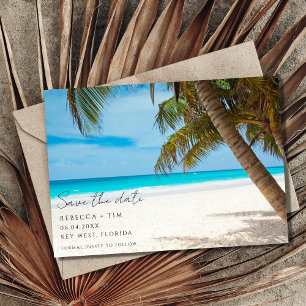 Einfache Beach Foto Hochzeit in Urlaubsort Save The Date