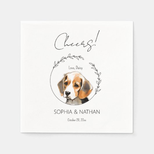Einfache Beagle Dog Wedding Cocktail Napkins Serviette (Vorderseite)