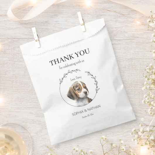 Einfache Beagle Hunde Hochzeit Vielen Dank für Ihr Geschenktütchen (Ausgeschnitten)