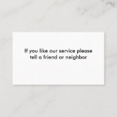 Einfache Bedienung des Pools Visitenkarte (Rückseite)