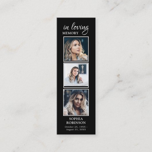 Einfache Beerdigung 3 Foto Beileid Gebetskarte Mini Visitenkarte (Vorderseite)