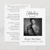 Einfache Beerdigung Beileid Foto Gedenkkarte Einladung (Vorne/Hinten)