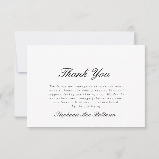 Einfache Beerdigung Beileid Vielen Dank Hinweis Dankeskarte (Vorderseite)