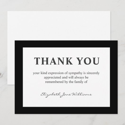 Einfache Beerdigung Black Boarder Danke Karte (Vorne/Hinten)