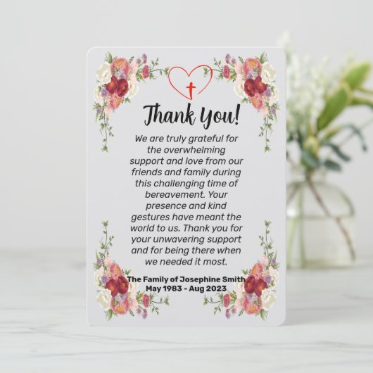 Einfache Beerdigung Dankeschön-Karte für Beileid Einladung (Stehend Vorderseite)