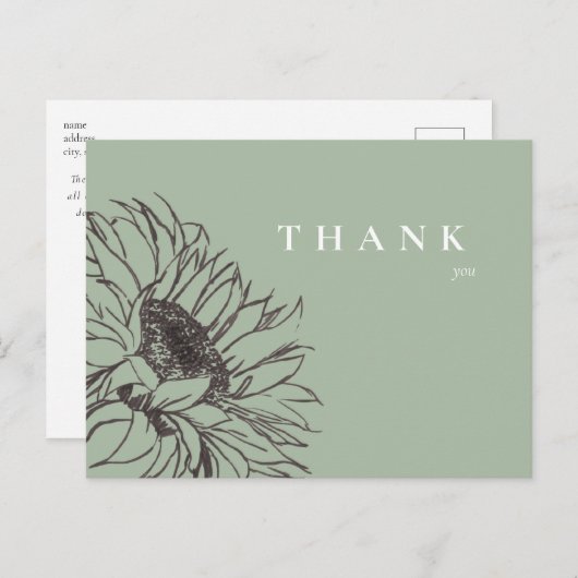 Einfache Beerdigung der Sonnenblumen Danke Postkarte (Vorne/Hinten)