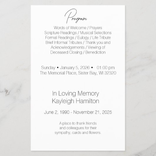 Einfache Beerdigung des Lebenszyklus-Programmbudge Flyer (Hinten)