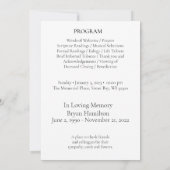 Einfache Beerdigung des Programms "Leben" Einladung (Rückseite)