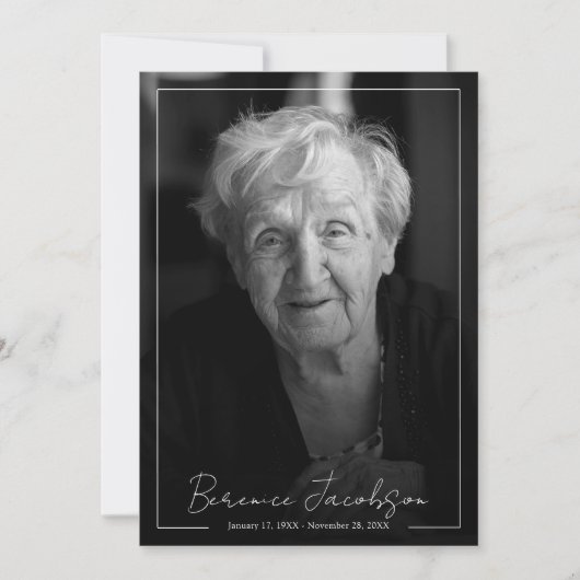 Einfache Beerdigung eines eleganten Gedächtnisses Einladung (Vorderseite)