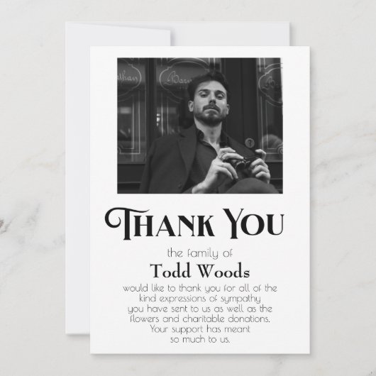 Einfache Beerdigung Foto Beileid Danke Karte (Vorderseite)