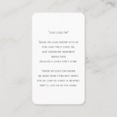 Einfache Beerdigung Foto Beileid Gedenkkarte Visitenkarte (Rückseite)