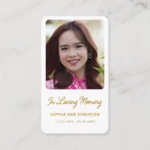 Einfache Beerdigung Foto Beileid Gedenkkarte Visitenkarte (Vorderseite)