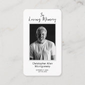 Einfache Beerdigung Foto Beileid Gedenkkarte Visitenkarte (Vorderseite)