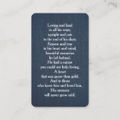 Einfache Beerdigung Foto Beileid Gedenkkarte Visitenkarte (Rückseite)