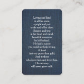 Einfache Beerdigung Foto Beileid Gedenkkarte Visitenkarte (Rückseite)