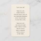 Einfache Beerdigung Foto Beileid Gedenkkarte Visitenkarte (Rückseite)