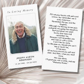 Einfache Beerdigung Foto Beileid Gedenkkarte Visitenkarte