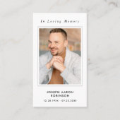 Einfache Beerdigung Foto Beileid Gedenkkarte Visitenkarte (Vorderseite)