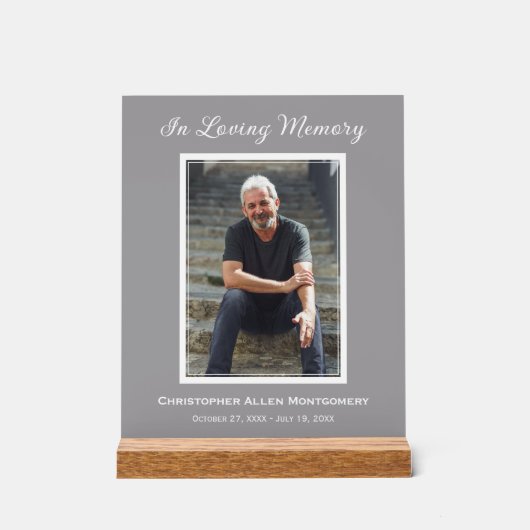 Einfache Beerdigung Foto Beileid Memorial Acrylschild (Vorderseite)