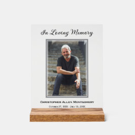 Einfache Beerdigung Foto Beileid Memorial Acrylschild