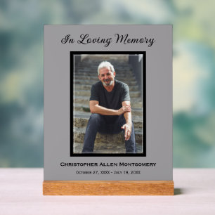 Einfache Beerdigung Foto Beileid Memorial Acrylschild