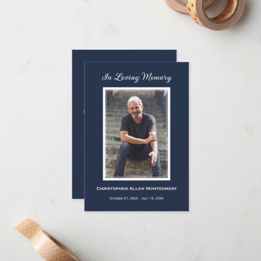 Einfache Beerdigung Foto Beileid Memorial Mitteilungskarte (Vorderseite/Rückseite Beispiel)